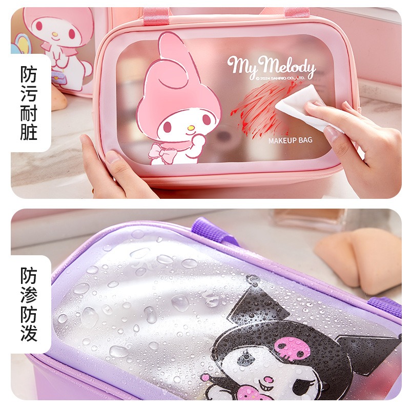 正版 三麗鷗透明洗漱袋 My melody 美樂蒂 化妝包 洗潄包 旅行用品袋 透明洗潄包-細節圖2