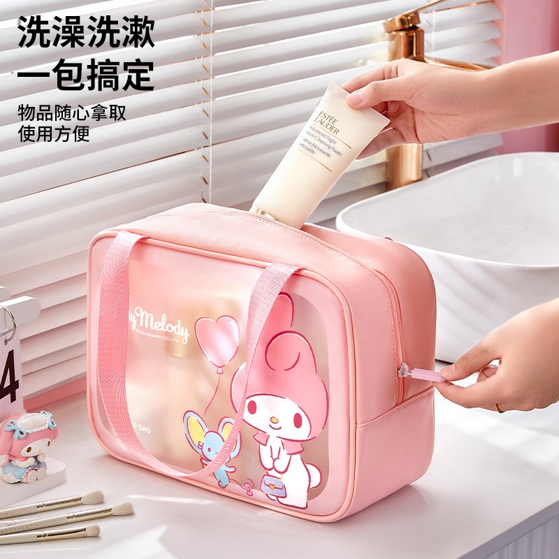 正版 三麗鷗透明洗漱袋 My melody 美樂蒂 化妝包 洗潄包 旅行用品袋 透明洗潄包-細節圖6