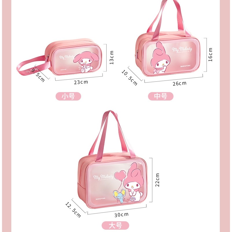 正版 三麗鷗透明洗漱袋 My melody 美樂蒂 化妝包 洗潄包 旅行用品袋 透明洗潄包-細節圖9