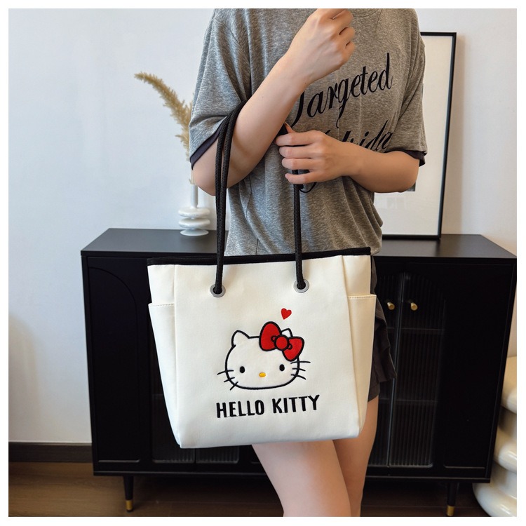 正版 Kitty大容量托特包 三麗鷗托特包 Hello Kitty大容量單肩包 通勤包 購物包 托特包-細節圖6