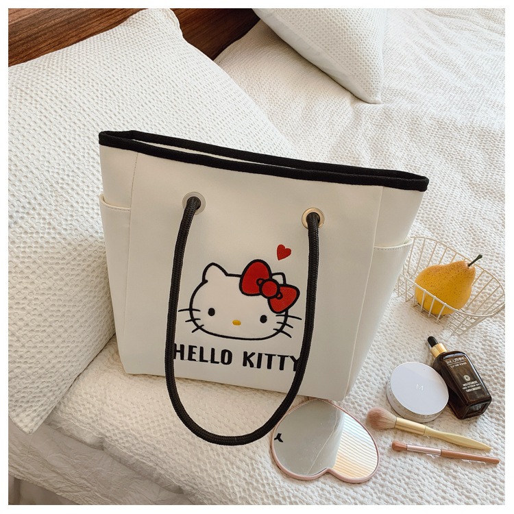 正版 Kitty大容量托特包 三麗鷗托特包 Hello Kitty大容量單肩包 通勤包 購物包 托特包-細節圖9