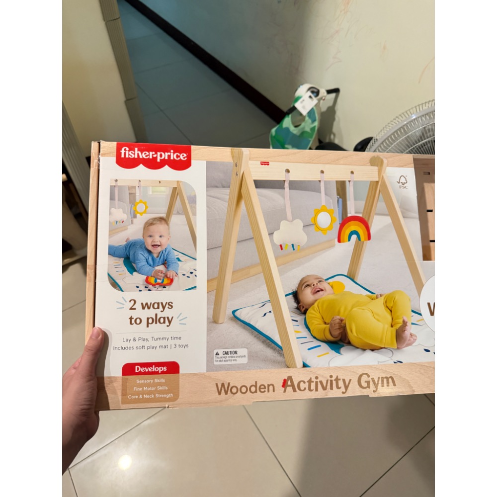 二手Fisher price 費雪 木製彩虹寶寶健身器(寶寶安撫/嬰兒玩具/彌月禮/新生兒)-細節圖2
