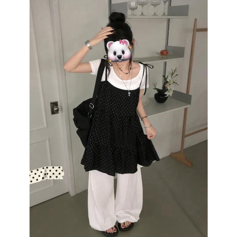 復古時尚百搭波點吊帶裙 👗-細節圖2