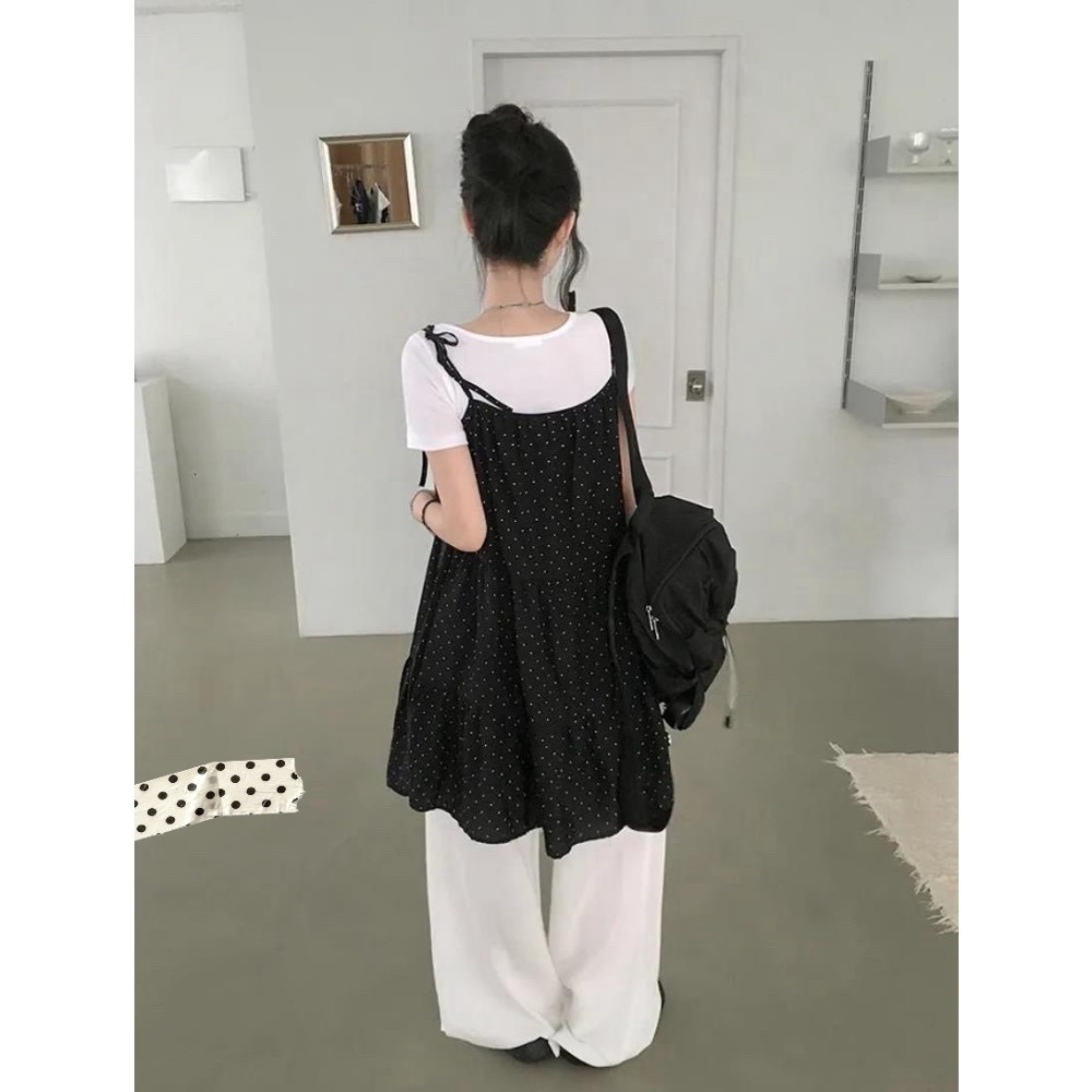 復古時尚百搭波點吊帶裙 👗-細節圖3