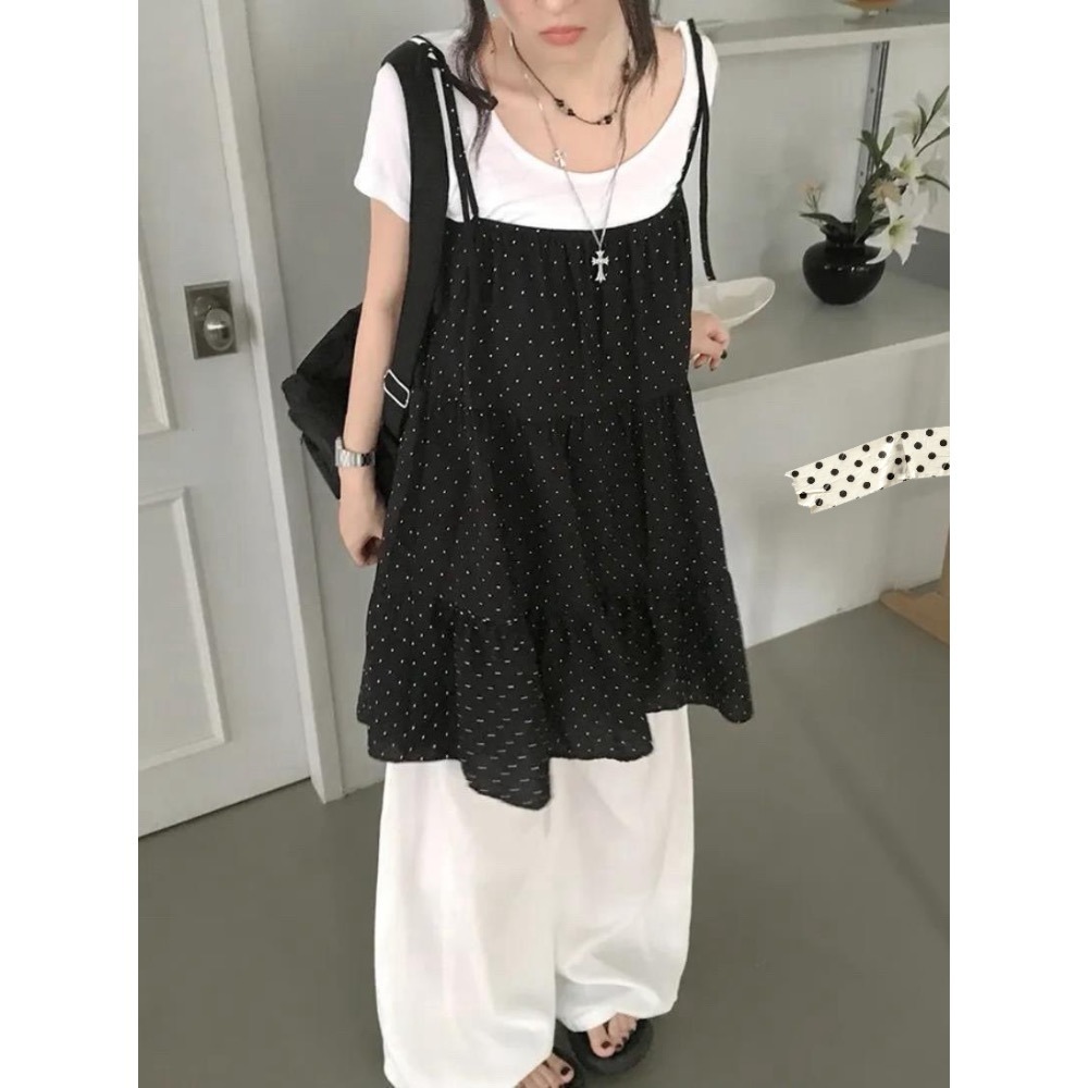 復古時尚百搭波點吊帶裙 👗-細節圖4