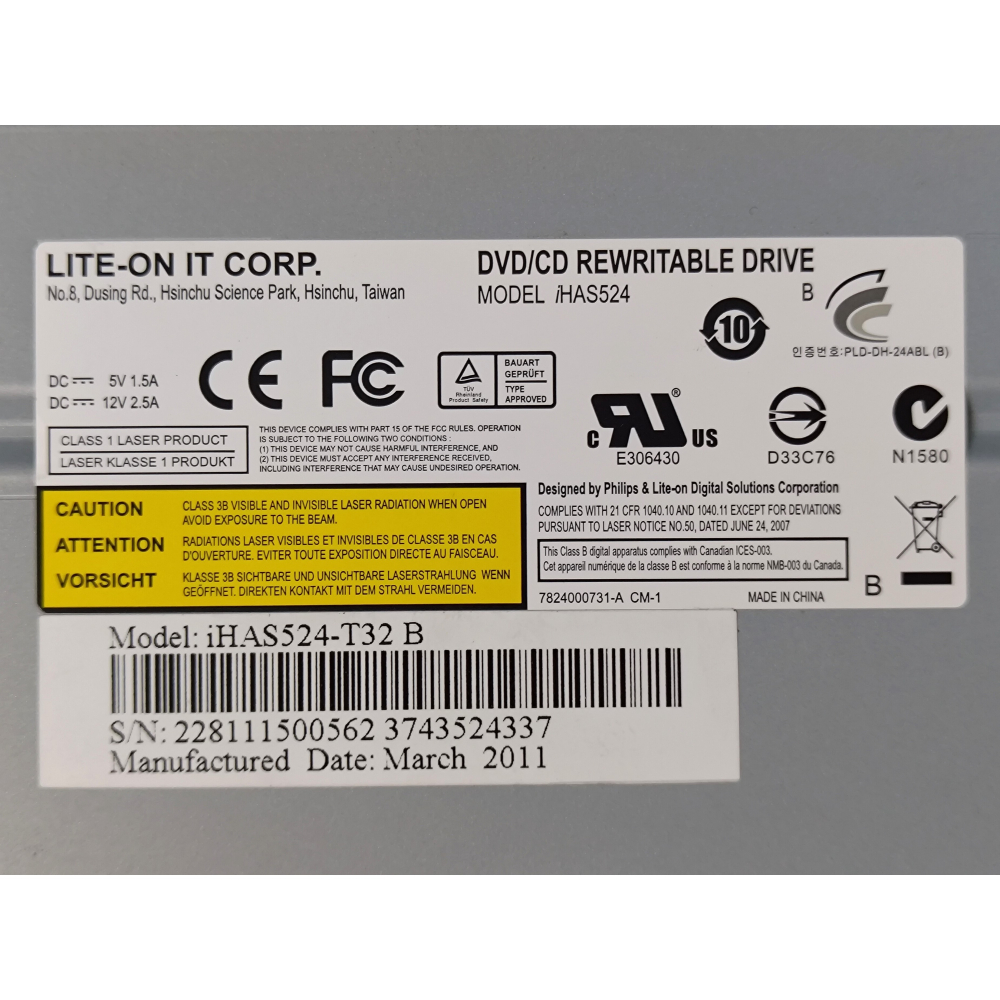 【二手】LITE-ON iHAS524-T32 B 5.25吋 內接式 光碟機 (未檢測燒錄功能是否正常)-細節圖4