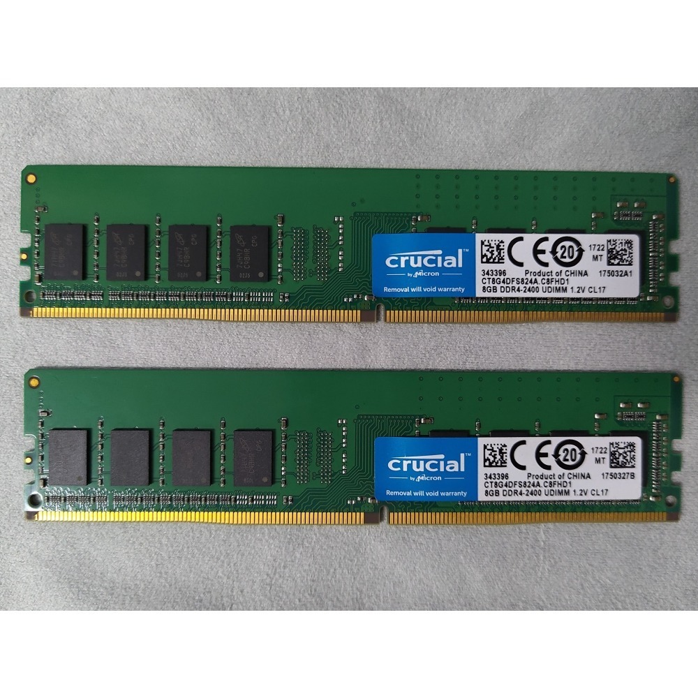 【二手】美光 Crucial DDR4 2400 8GB *2 16GB CT8G4DFS824A.C8FHD1-細節圖3