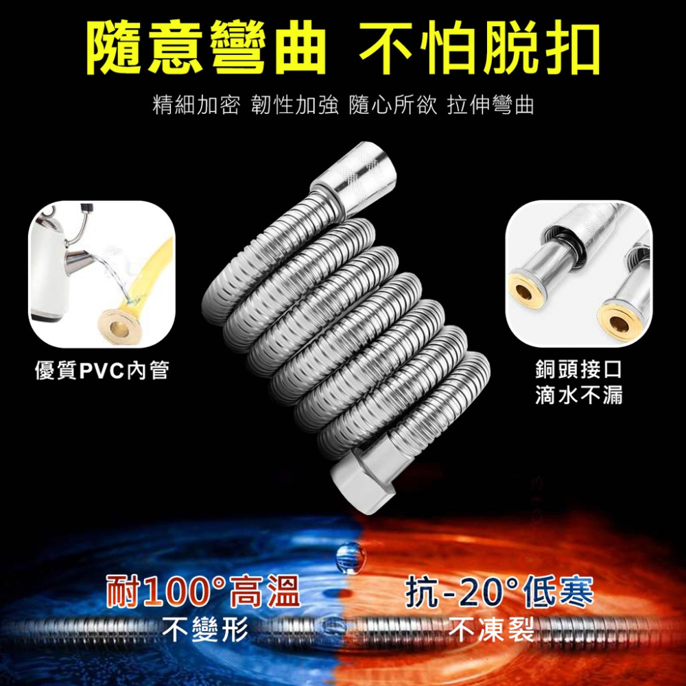 編織防爆 蓮蓬頭水管 銅鋅接頭 國際標準接口 不銹鋼水管 浴室 水管 軟管 蓮蓬頭軟管 大流量-細節圖5