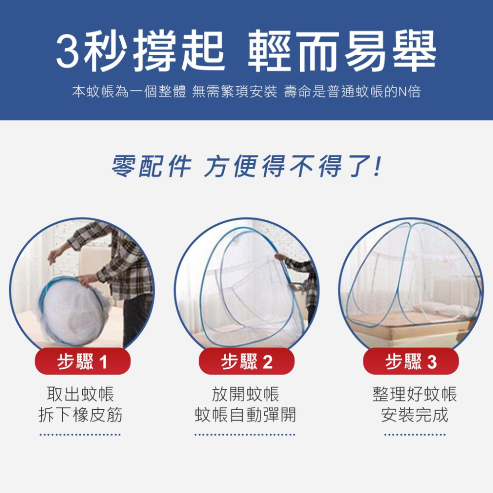 加密網格 3秒速開 雙開門蒙古包 蚊帳 防蚊 防蚊帳-細節圖4