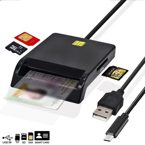 多功能USB讀卡機SD TF IC SIM ATM ID DNI CAC Smart報稅卡(USB介面) J-14769