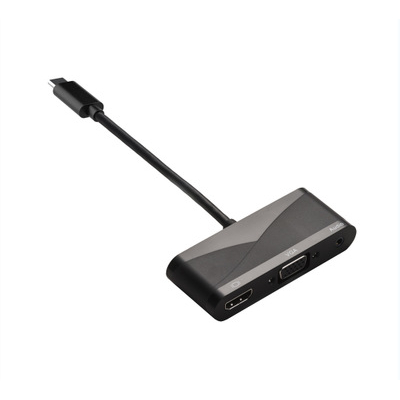 環保包裝Type C 轉Type-C to HDMI轉VGA轉3.5音頻USB HUB(顏色隨機) J-14660