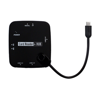 環保包裝安卓手機多功能讀卡器MICRO USB OTG HUB 7in1 combo J-14646