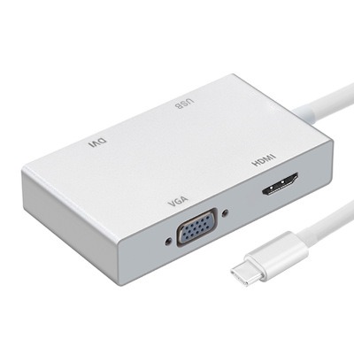 環保包裝TYPE-C USB-C MacBook轉HDMI VGA DVI轉接線四合一4K J-14629