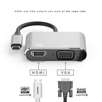 Type-c To HDMI母+VGA母頻轉接線(顏色隨機) J-14627