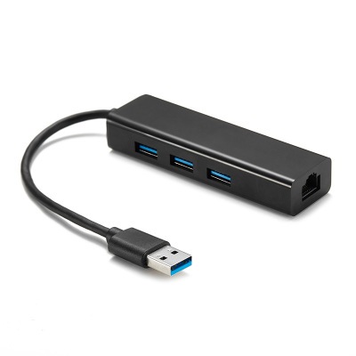 環保包裝USB千兆網卡USB 3.0 HUB RJ45網線轉接頭適用於平板筆記型電腦(顏色隨機) J-14421