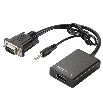 環保包裝VGA轉HDMI轉換器vga to hdmi轉接電腦轉顯示器轉接線(黑色) J-14263