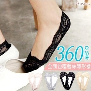 索取試用品_品名: 360°全面包覆防滑 - 蕾絲隱形襪(顏色隨機) J-12500-細節圖4