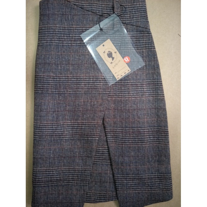 品名: 韓版高腰半身裙修身包臀A字不規則格子短裙(咖色)(M) J-13467-細節圖8