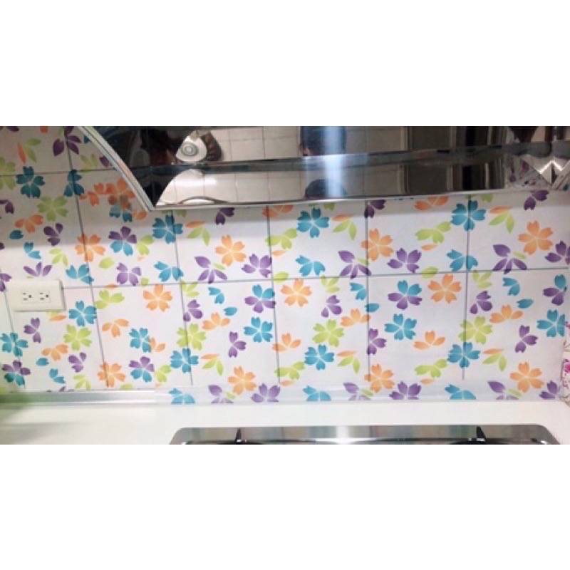 台灣製造 愛潔樂AGL 噴水就黏無膠萬用貼（綜合 可不同花做搭配）廚房壁貼,窗貼-細節圖2