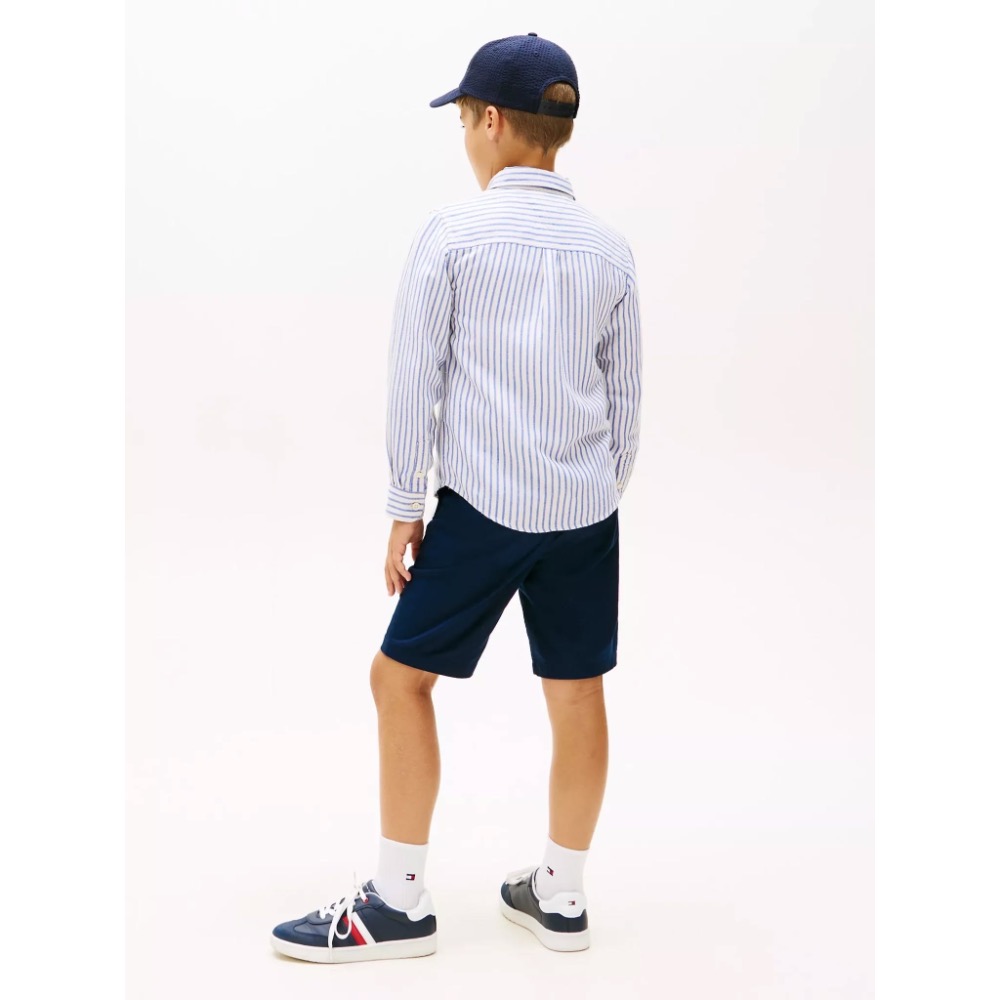 全新 TOMMY HILFIGER 兒童亞麻條紋襯衫 8號-細節圖3