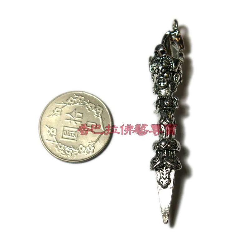 藏銀三面馬頭明王杵 / 佛珠手串配飾-細節圖2