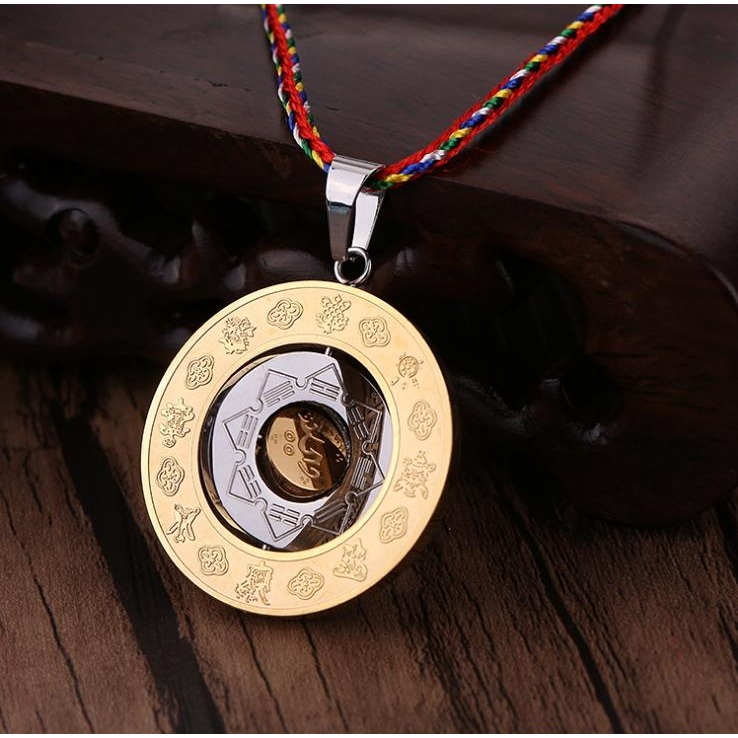 鈦鋼九宮八卦項鍊 / 文殊菩薩十二生肖八吉祥咒輪-細節圖2