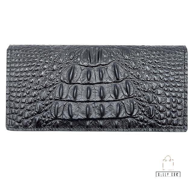 ■BB現貨■真牛皮鱷魚壓紋黑色西裝長夾-細節圖2