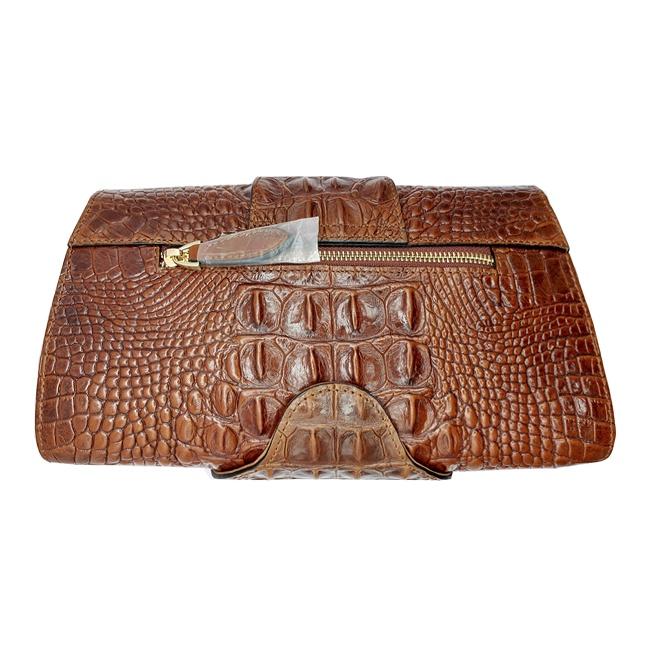 ■BB現貨■真牛皮鱷魚壓紋雙掀蓋肩/側背包-細節圖2