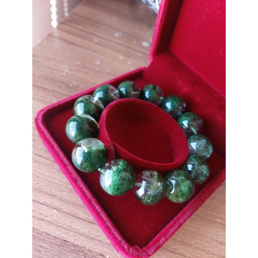 ~現貨~實品拍攝天然16mm綠幽靈手珠串-細節圖2