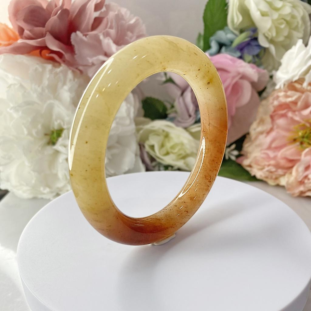 NO.4稀有灑金酒釀蜜桃 三色 俏色 佘太翠 手鐲 59+圈口 佘太 手環 佘太手鐲 佘太玉-細節圖2