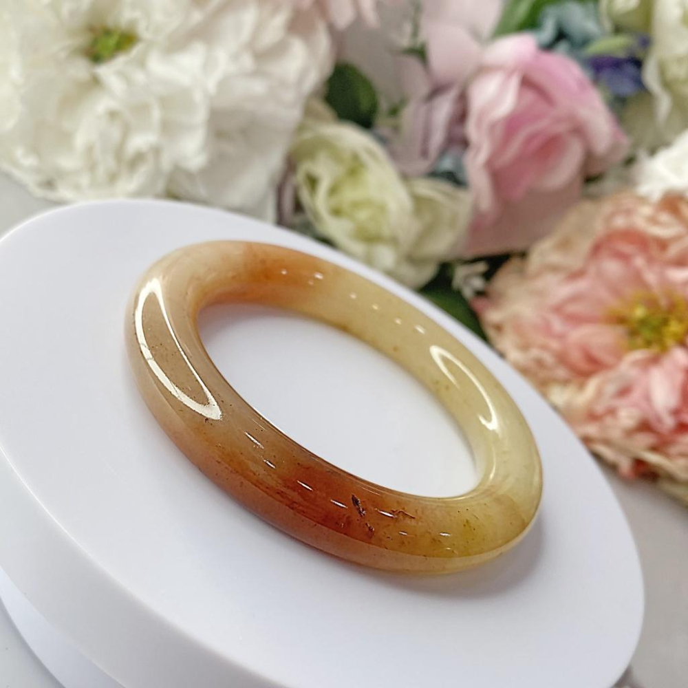 NO.4稀有灑金酒釀蜜桃 三色 俏色 佘太翠 手鐲 59+圈口 佘太 手環 佘太手鐲 佘太玉-細節圖3