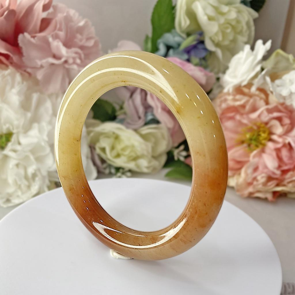 NO.4稀有灑金酒釀蜜桃 三色 俏色 佘太翠 手鐲 59+圈口 佘太 手環 佘太手鐲 佘太玉-細節圖7