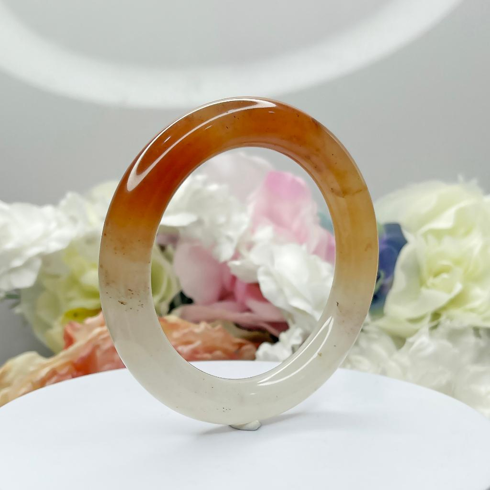 NO.173稀有三彩幻彩圓鐲 內徑 60 MM 圈口 幻彩佘太翠玉鐲 手環(帶皮摳) 👋尺寸:內徑60*寬12*厚12.-細節圖5