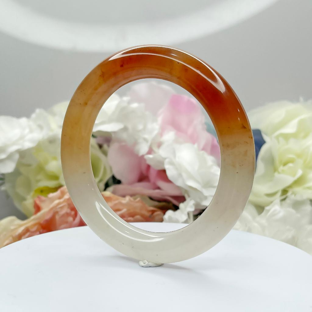 NO.173稀有三彩幻彩圓鐲 內徑 60 MM 圈口 幻彩佘太翠玉鐲 手環(帶皮摳) 👋尺寸:內徑60*寬12*厚12.-細節圖6