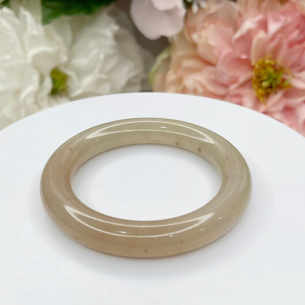 NO.154藕粉冰糖圓鐲 紅糖桂花糕 內徑 50MM 圈口 佘太翠玉鐲 手環 尺寸:內徑50.7*寬10*厚10.5MM-細節圖2