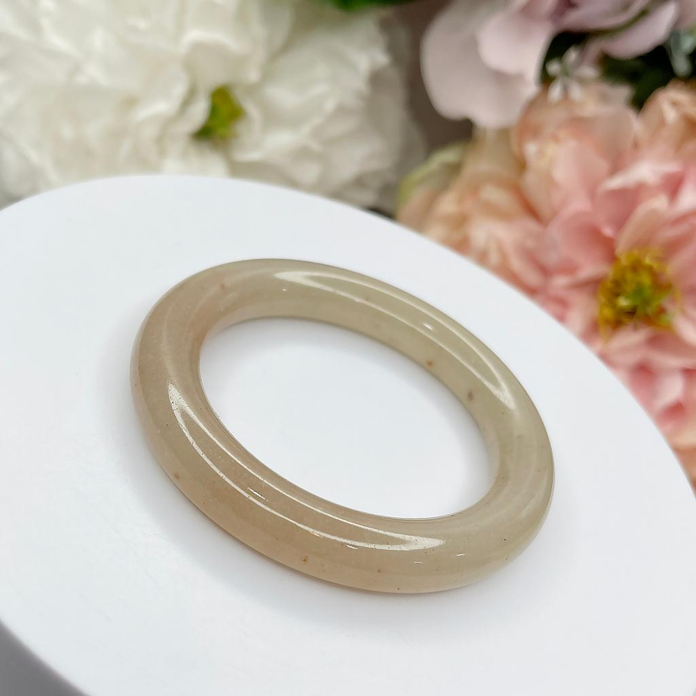NO.154藕粉冰糖圓鐲 紅糖桂花糕 內徑 50MM 圈口 佘太翠玉鐲 手環 尺寸:內徑50.7*寬10*厚10.5MM-細節圖4