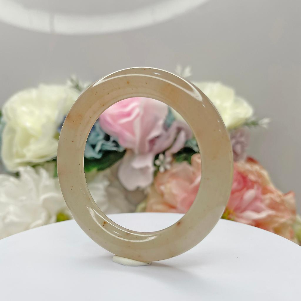 NO.154藕粉冰糖圓鐲 紅糖桂花糕 內徑 50MM 圈口 佘太翠玉鐲 手環 尺寸:內徑50.7*寬10*厚10.5MM-細節圖6