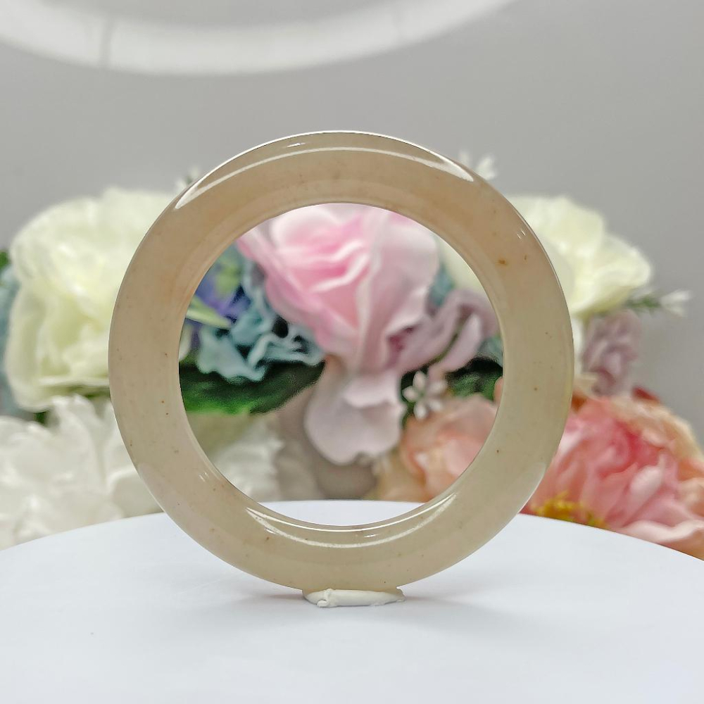 NO.154藕粉冰糖圓鐲 紅糖桂花糕 內徑 50MM 圈口 佘太翠玉鐲 手環 尺寸:內徑50.7*寬10*厚10.5MM-細節圖7