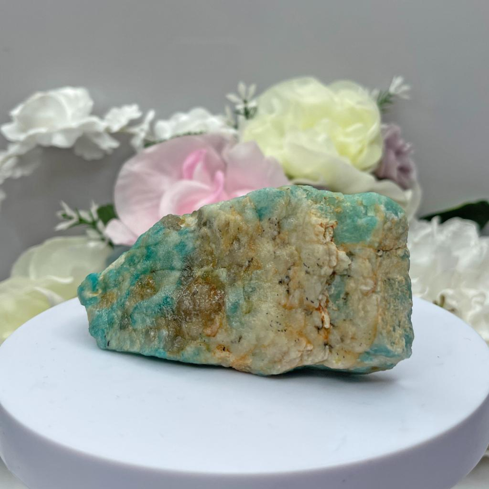 OLINA DESIGN純天然天河石能量原礦石 亞馬遜石 原石塊 原礦100*40*35mm-細節圖7