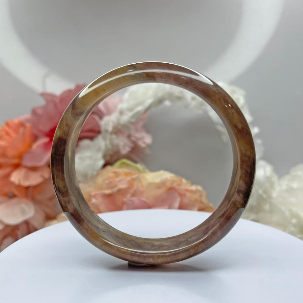 NO.126乾燥玫瑰色紫羅蘭 62 MM 圈口金絲玉 新疆料冰潤 手鐲 手環 尺寸:內徑62.7*寬16.5*厚7.4M-細節圖7