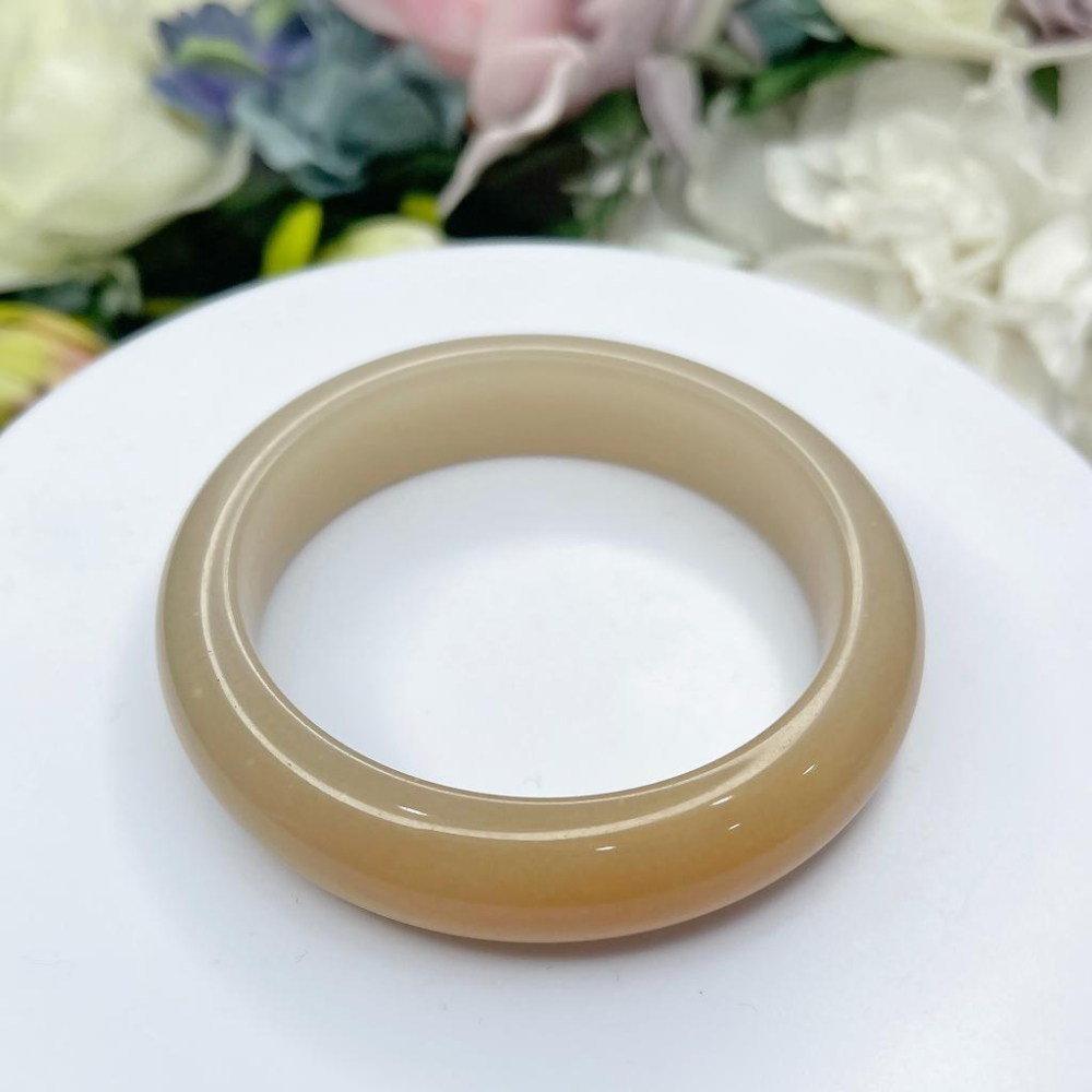 NO.85稀有絕美俏色滿糖鐲 藕糖佘太翠玉 56MM 圈口 甜蜜紅糖 手鐲 尺寸:內徑56.8*寬15*厚9.5MM-細節圖3