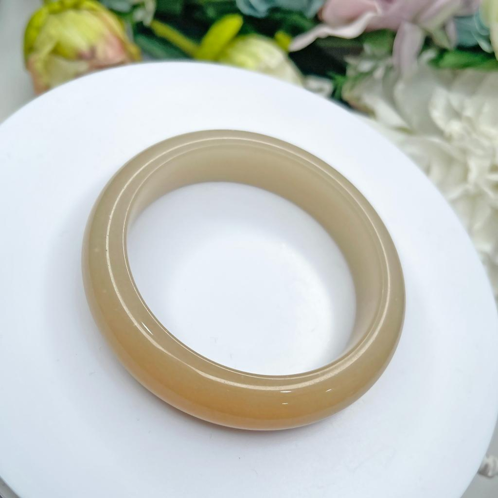 NO.85稀有絕美俏色滿糖鐲 藕糖佘太翠玉 56MM 圈口 甜蜜紅糖 手鐲 尺寸:內徑56.8*寬15*厚9.5MM-細節圖4