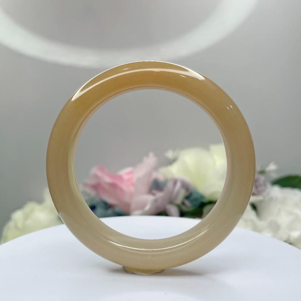 NO.85稀有絕美俏色滿糖鐲 藕糖佘太翠玉 56MM 圈口 甜蜜紅糖 手鐲 尺寸:內徑56.8*寬15*厚9.5MM-細節圖7