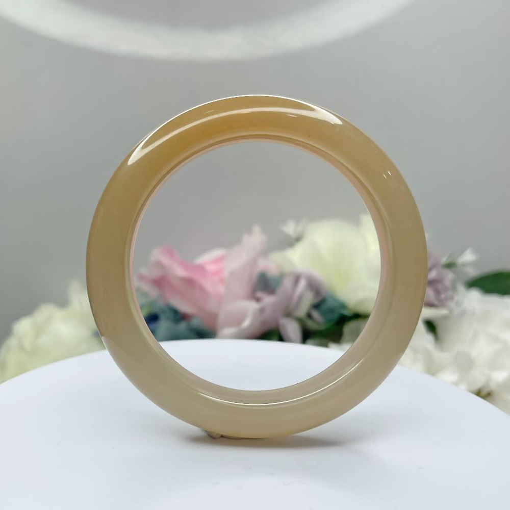 NO.85稀有絕美俏色滿糖鐲 藕糖佘太翠玉 56MM 圈口 甜蜜紅糖 手鐲 尺寸:內徑56.8*寬15*厚9.5MM-細節圖8