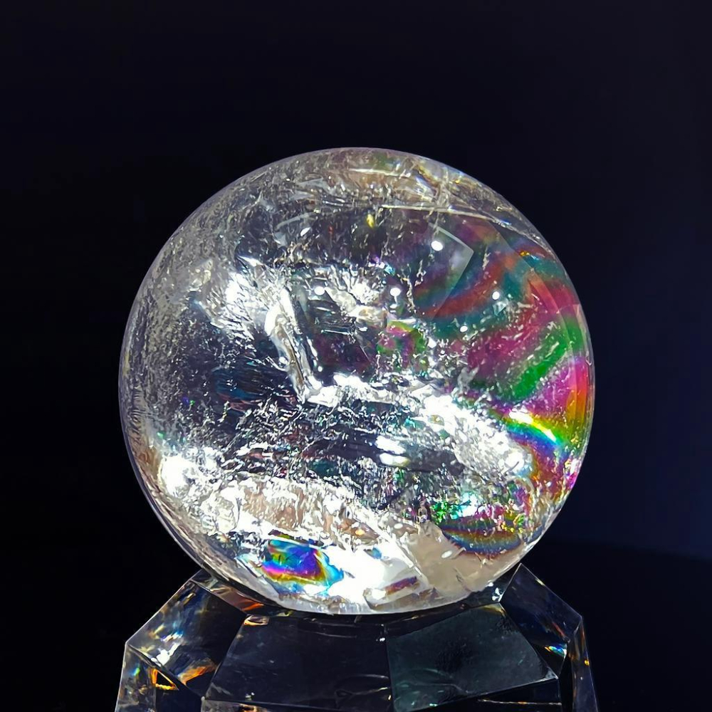 稀有阿賽斯特萊水晶球51.7MM 超高頻療癒 梵天透體彩虹光 Satyaloka clear Azeztulite-細節圖3