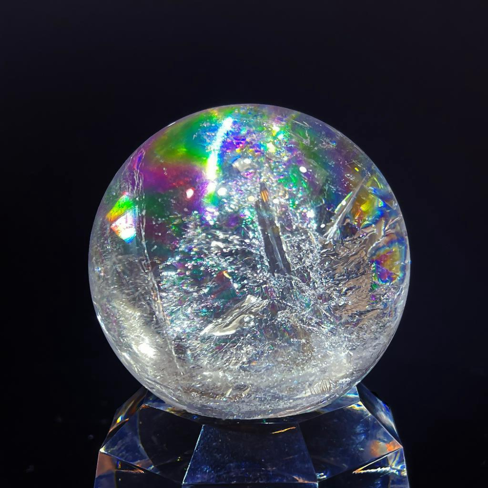 稀有阿賽斯特萊水晶球51.7MM 超高頻療癒 梵天透體彩虹光 Satyaloka clear Azeztulite-細節圖6