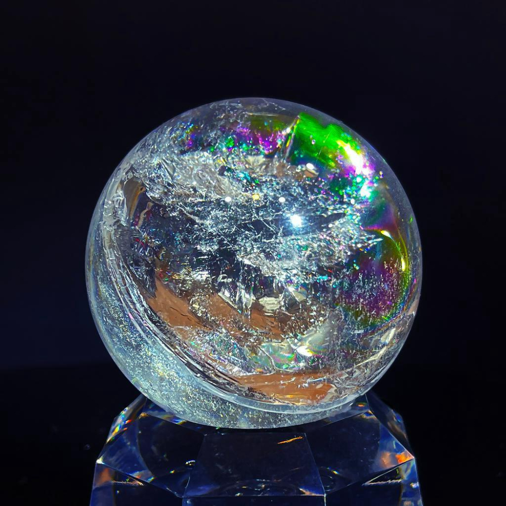 稀有阿賽斯特萊水晶球51.7MM 超高頻療癒 梵天透體彩虹光 Satyaloka clear Azeztulite-細節圖7