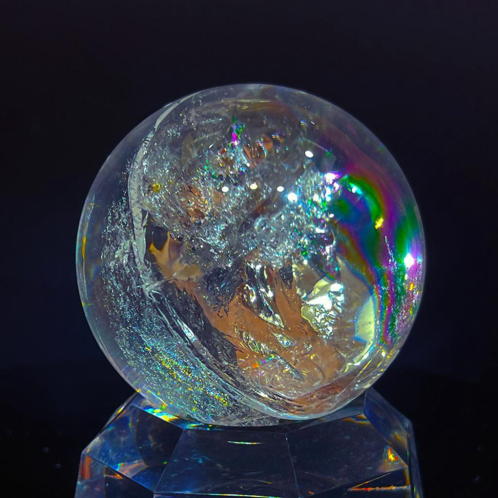 稀有阿賽斯特萊水晶球51.7MM 超高頻療癒 梵天透體彩虹光 Satyaloka clear Azeztulite-細節圖9