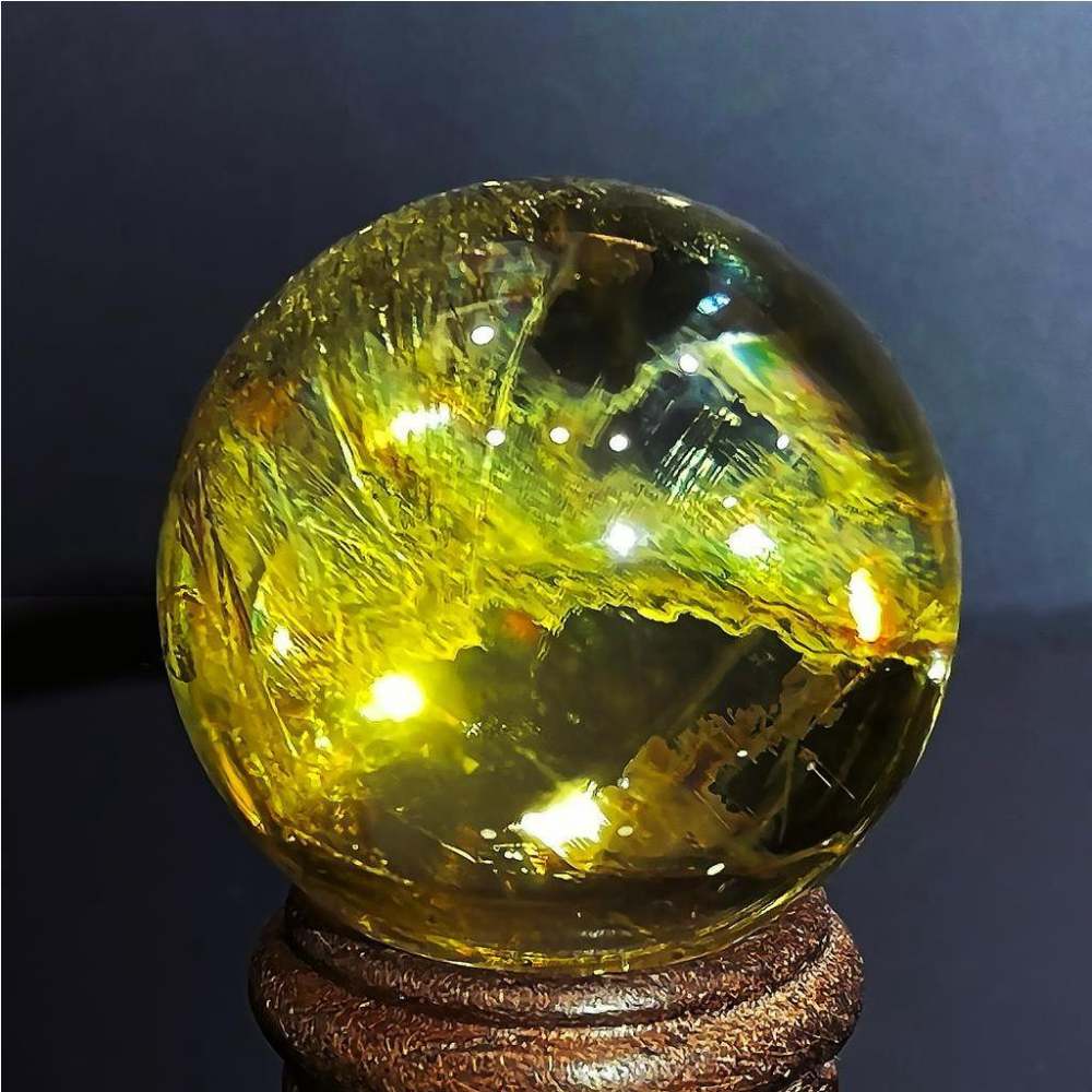 歐林娜設計👑大片彩虹光黃水晶能量球 直徑36MM  Rainbow Citrine Ball 超美黃水晶球 水晶球-細節圖4