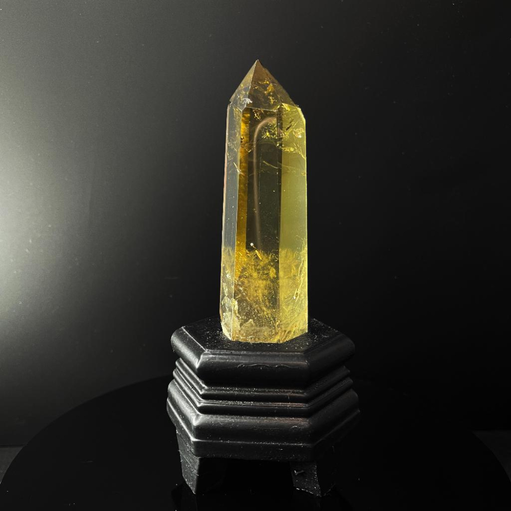 財富能量黃水晶柱 純淨高等級 雙尖黃水晶柱 稀有品相帶原礦皮 citrin-細節圖5